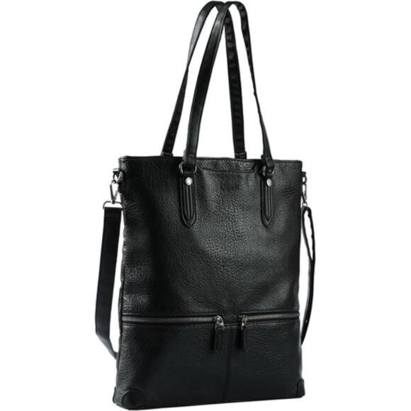 Laptop Tote Bag, Leather Work Tote for Women Black - Picture 1 of 6
